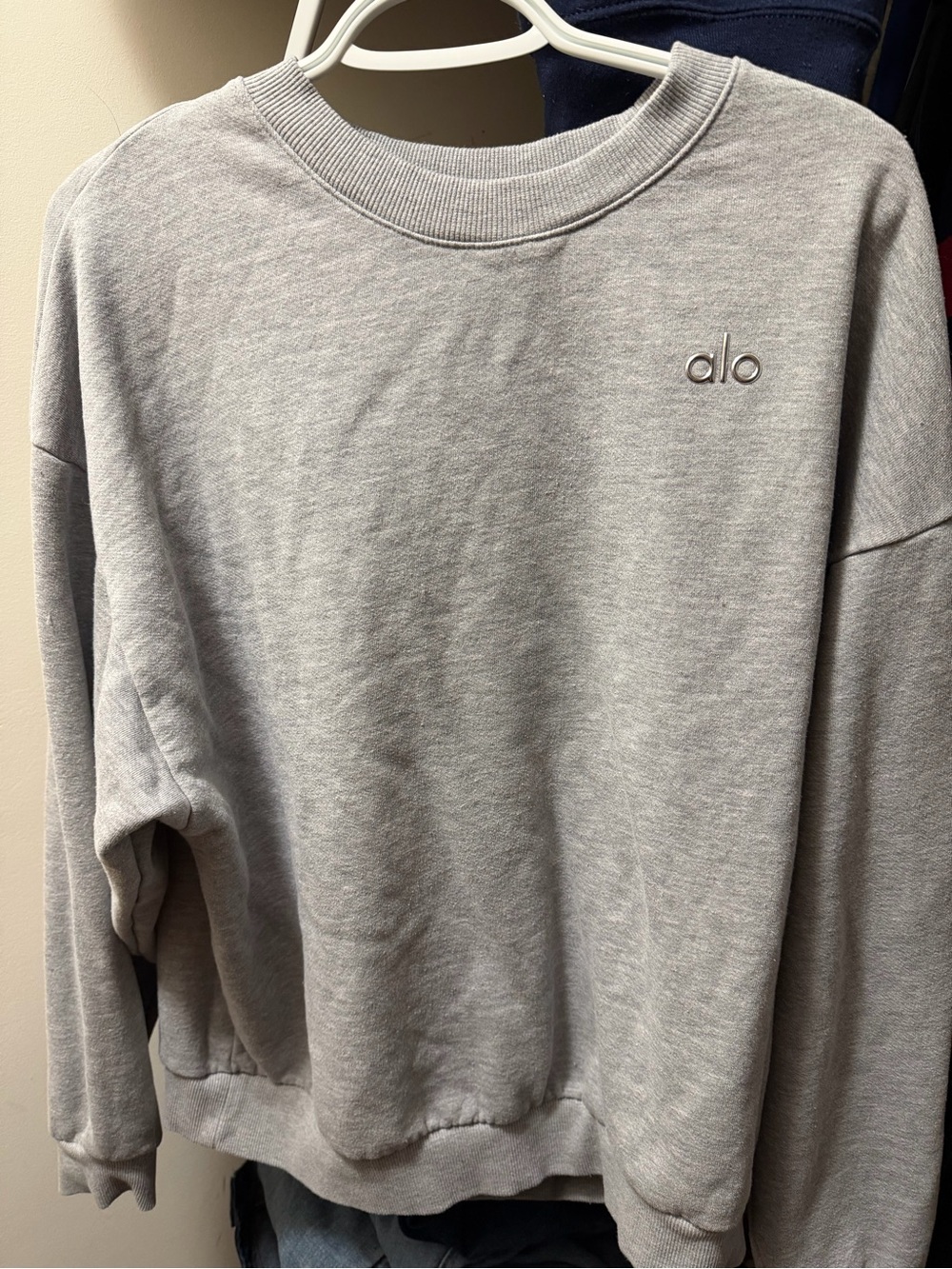 ALO Yoga Men's Crewneck Sweatshirt in Light Gray